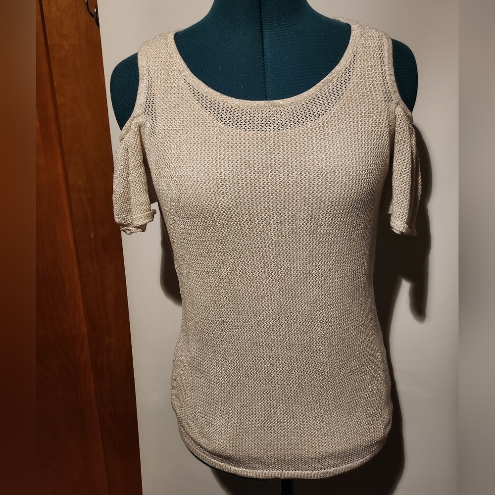 Calvin Klein Off-the-Shoulder Cream Sweater